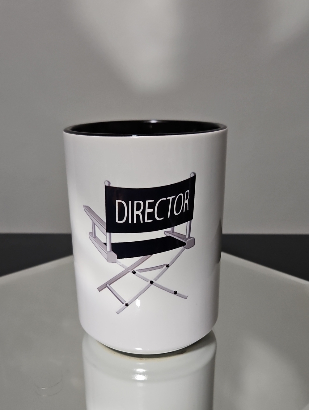Director Chair Ceramic Mug - White with Black Interior